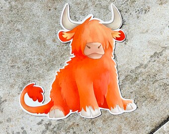 Highland cow cute glossy vinyl sticker