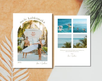 Mele Kalikimaka Christmas Card, Hawaii Christmas Photo Card Printable, Template, Editable Card, 5x7 Vertical, Instant Download, DIY