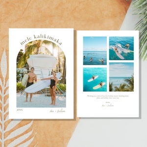 Mele Kalikimaka Weihnachtskarte, Hawaii Weihnachten Fotokarte Printable, Vorlage, editierbare Karte, 5x7 vertikal, Instant Download, DIY