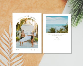 Mele Kalikimaka Photo Christmas Card, Hawaii Holiday Template (Digital Download)