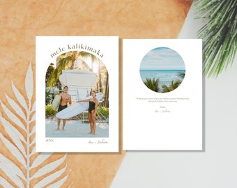 Mele Kalikimaka Photo Christmas Card Template, Editable 5x7 (Digital Download)