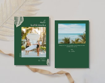 Mele Kalikimaka Photo Christmas Card Template, Editable (Digital Download)