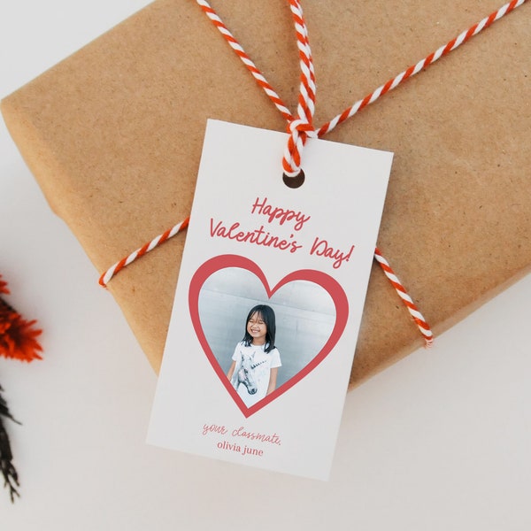 Valentines Gift Tag Photo, Valentines Photo Card, Valentines Gift Tags Printable, Valentines Gift Tags Kids, Classroom Valentine's Day Card