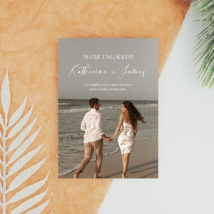 Modern Engagement Announcement Photo Template, Editable, 5x7, We’re Engaged Printable Announcement With Photo, Minimalist, Instant Download