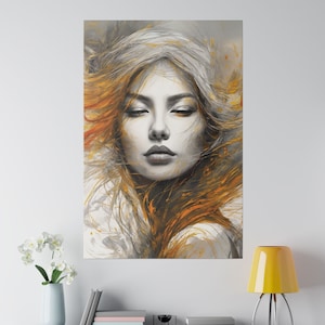 Enigmatic Beauty Portrait Art Face Painting Original Art - Beautiful Face Painting Canvas Art Prints Contemporary Art - Handmade Art