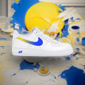Blue white yellow air force ones deals