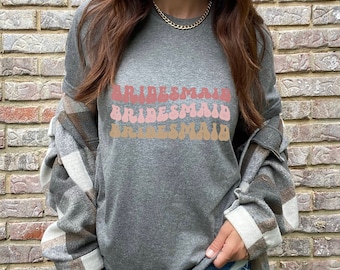Retro Bridesmaid Shirt, Bridal Party Tshirt, Groovy Bachelorette Theme Tee, Bride, Bachelorette party, Boho Bride, Aesthetic Boho Wedding