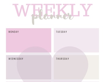 Pink Neutral Weekly Planner, Instant Download, Digital Print, Printable, Daily Planner, Weekly, Daily Schedule, Notes