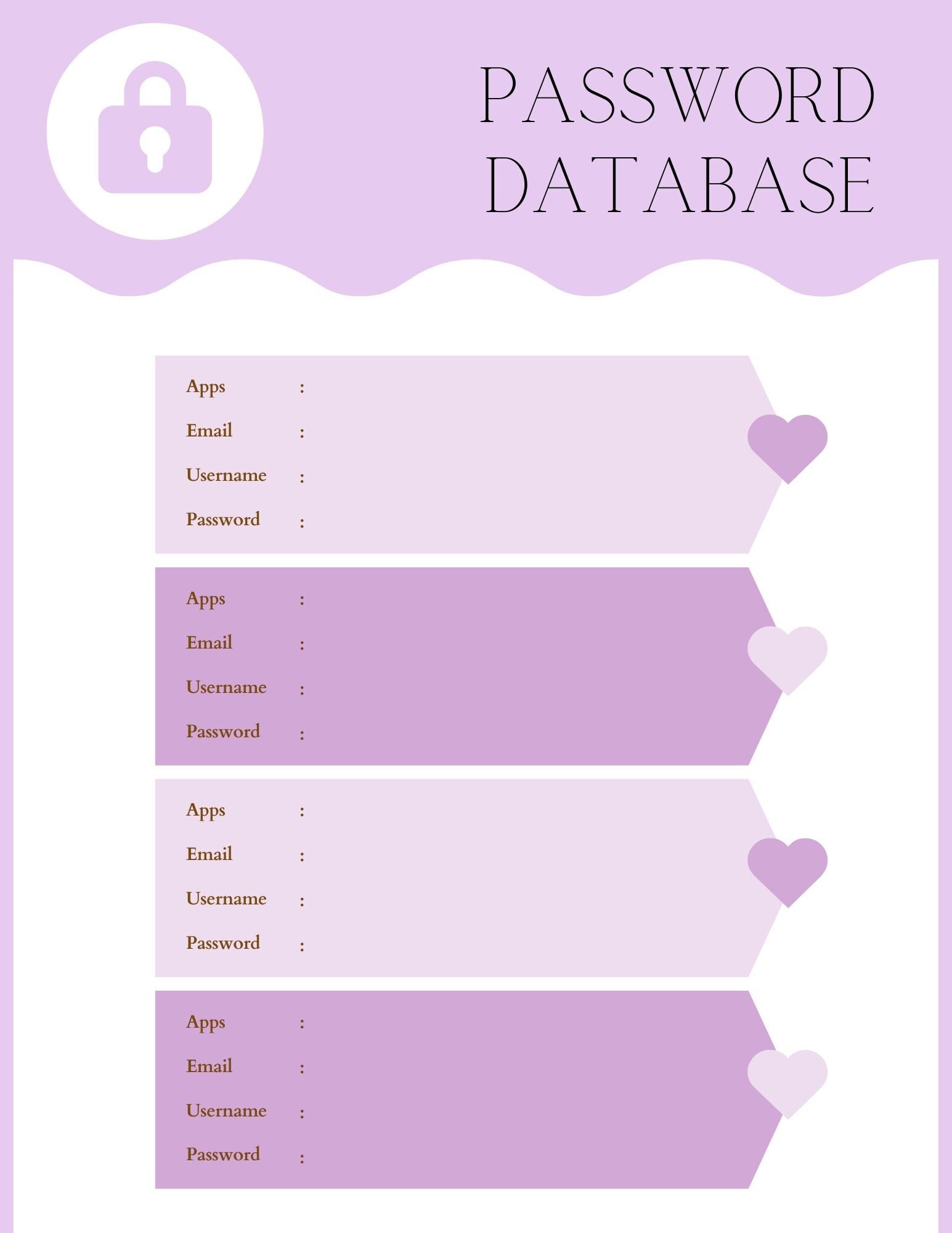 Password Organizer, Track Password, Password Database, Login Information, Password Reminder, Purple Password Organizer