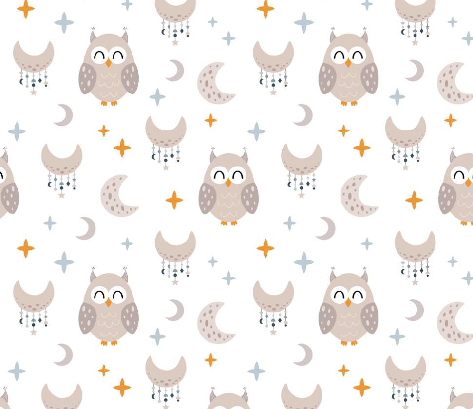 Sweet Dream Night Owl Fabric Night  Sky Pattern Sweet Goodnight Kids Quilt Cotton Fabric Sold by Hal