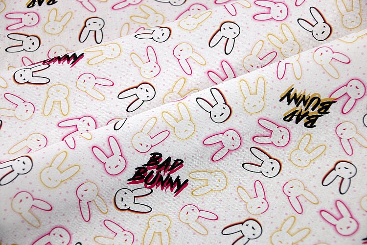 Bad Bunny Fabric Fabric Anime Cotton Fabric by the Half Yard Etsy