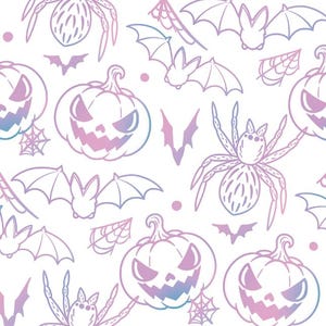 Pastel Halloween-Cute Pattern Fashion Cotton Fabric, Sold by the Yard