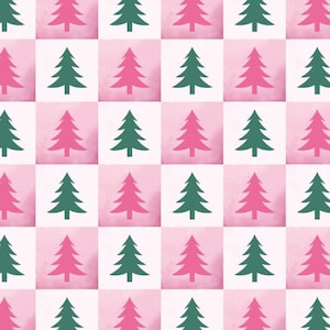 Pink Christmas Pattern Cotton fabric, Sold by the Yard