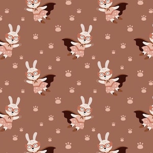 Cute Rabbit Hero Pattern Fabric Cotton Fabric Sold by Half Yard