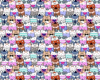 Kawaii cute cat fabric, cotton half yard