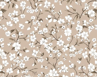 Elegant Cottagecore Floral Pattern Cotton fabric, Sold by the Yard