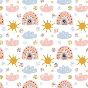 Retro Rainbow Baby Fabric Cotton Fabric Quilting Fabric By The Half Yard