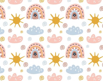 Retro Rainbow Baby Fabric Cotton Fabric Quilting Fabric By The Half Yard