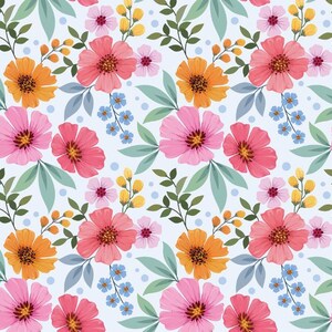 Colorful Flower Pattern Cotton fabric, Sold by the Yard