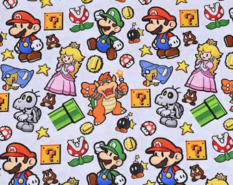 Nintendo Mario Fabric Anime Cotton Fabric By The Half Yard
