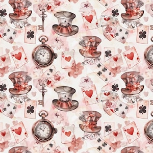 Tissu en coton à motif Alice au pays des merveilles, vendu par mètre