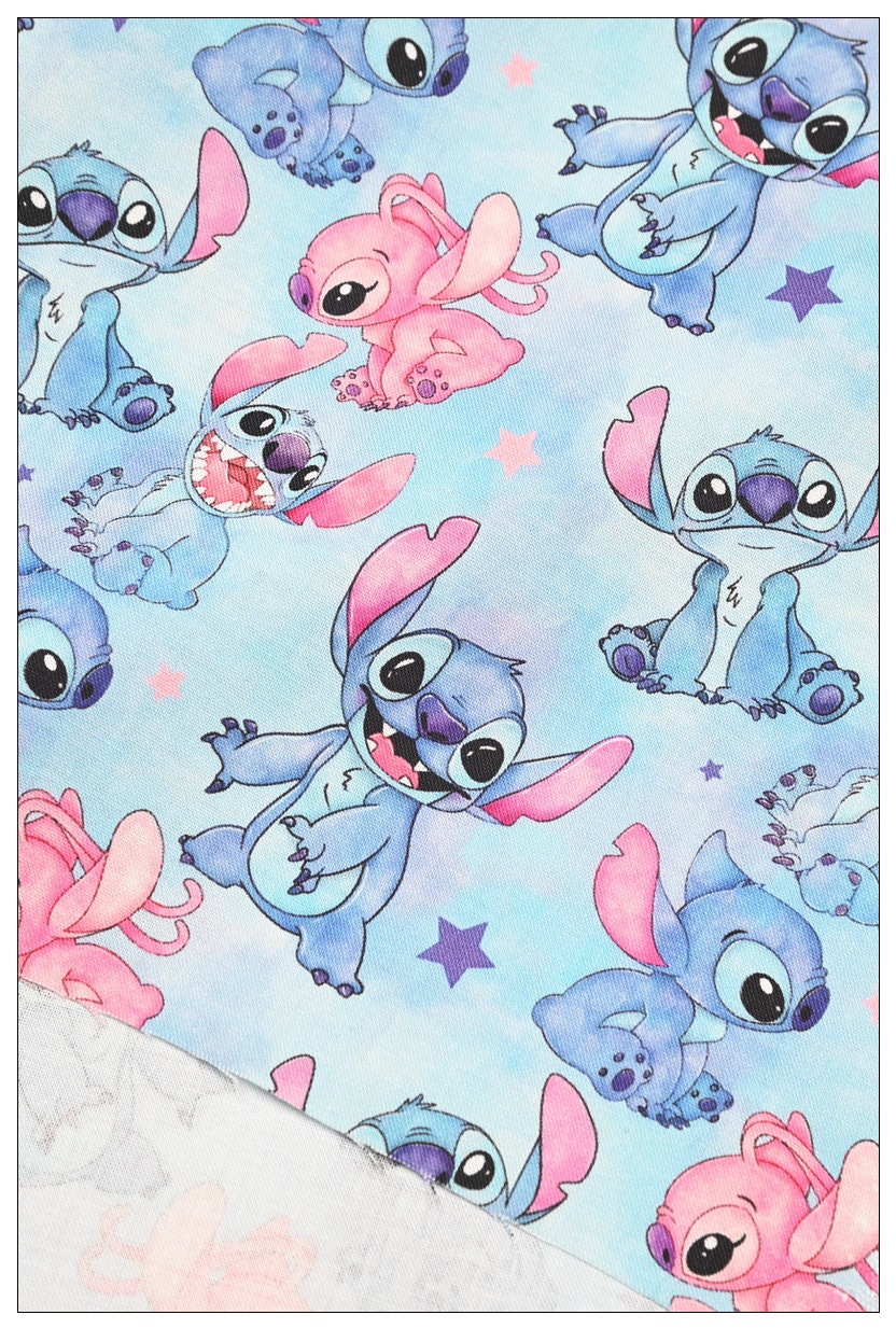 Stitch and Angel Fabric Blue Pink Koala Fabric Anime Cotton Etsy