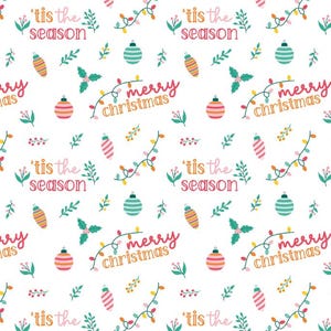 Bright Christmas Seamless Patterns Cotton fabric, Sold by the Yard
