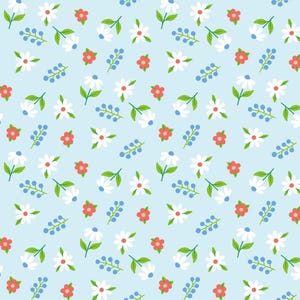Tessuto floreale primaverile fresco - Tessuto di cotone floreale primaverile, venduto a mezzo metro
