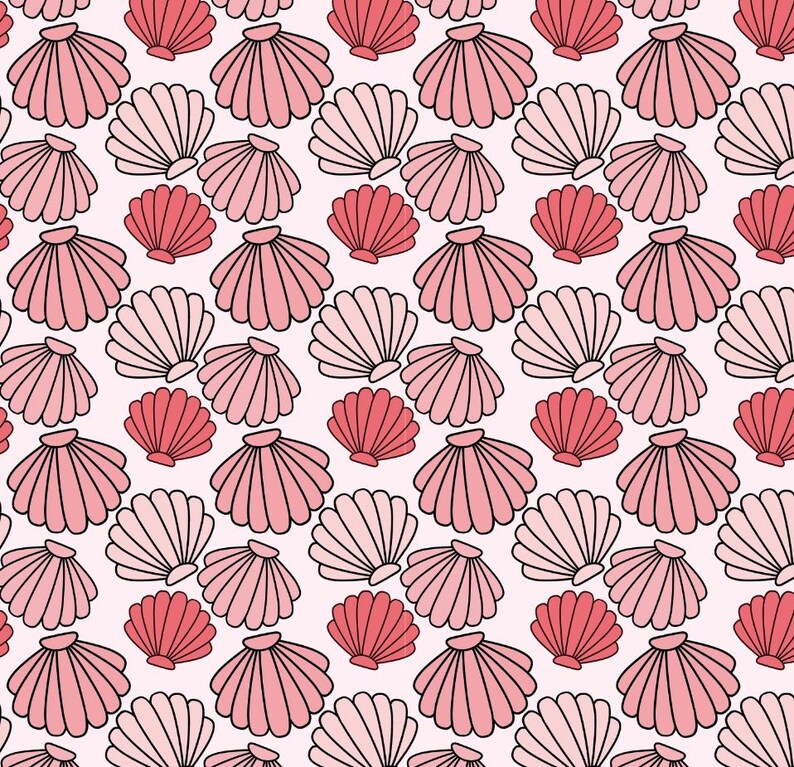 Shell Gradient Blush Shell Gradient Pink Shell Cartoon Cotton Pattern 100% Cotton ...