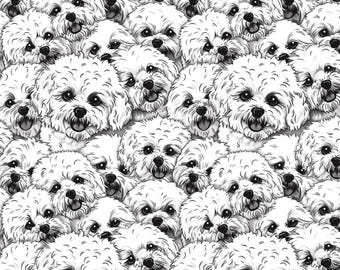 Cute dog Cheerful Canine pattern pure cotton fabric Sold By Half Yard