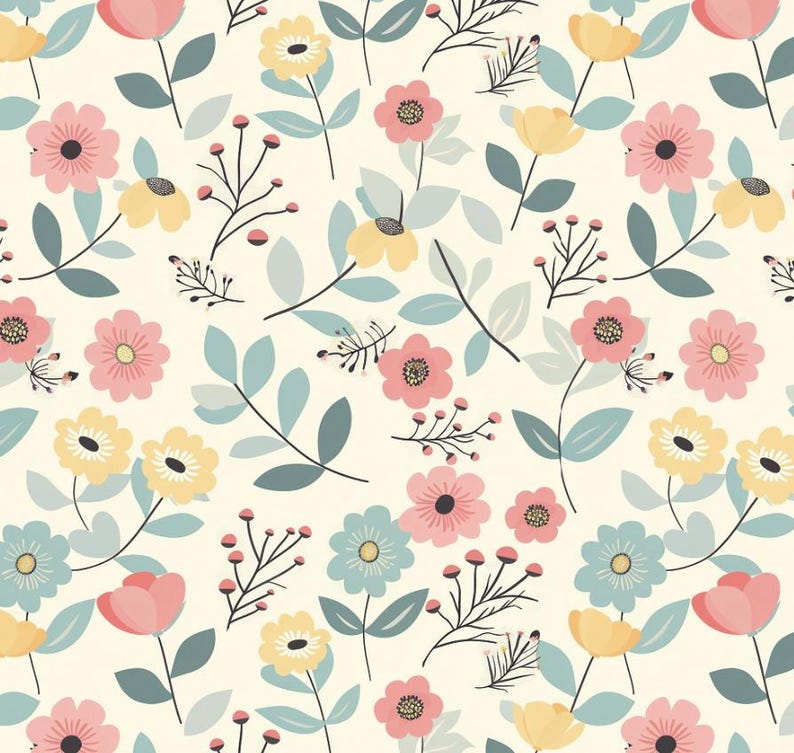 Pascal's Pattern Flower Pastel Floral Flower Pattern Fabric Cotton Fabric by the Half Yard - Etsy