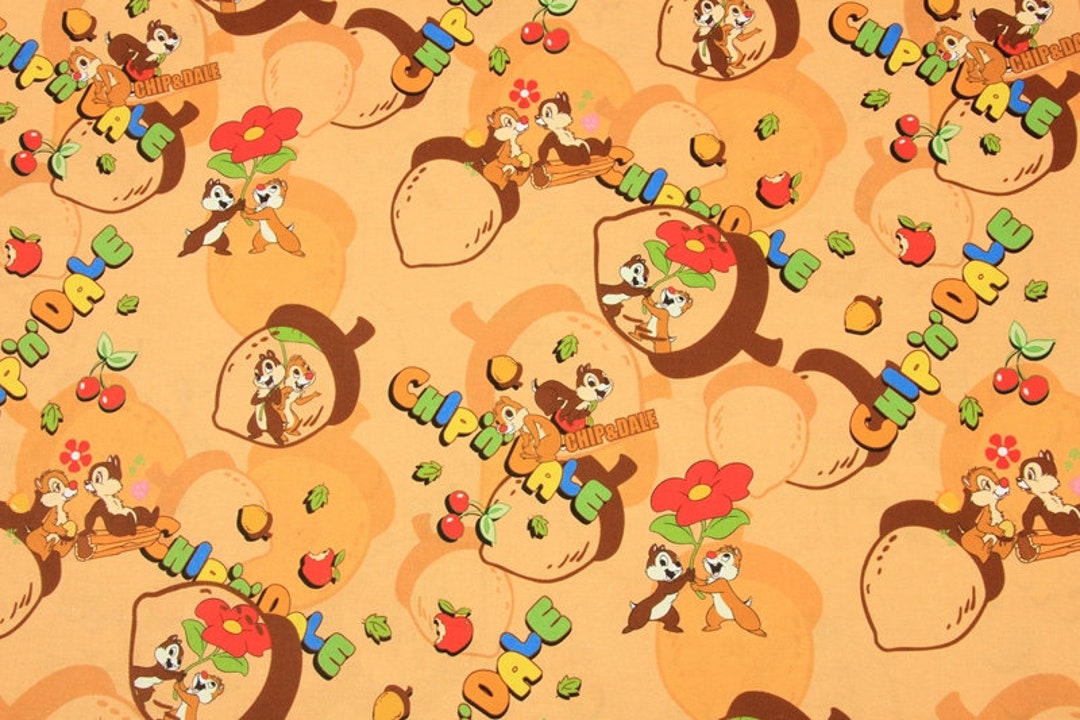 Chip and Dale Fabric Disney Fabric Anime Cotton Fabric by the Half Yard