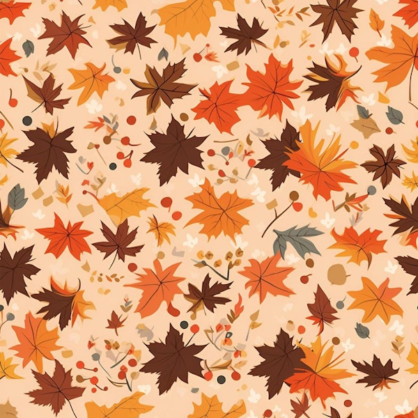 Autumn Maple Leaves Pure Cotton Fabric Fallen Leaves Cotton Fabric By Half Yard
