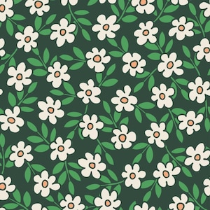 Retro Daisy Medow Pattern Pure Cotton Fabric Sold By Half Yard