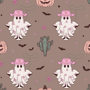 Pink Halloween Pattern Cute Halloween, Cotton fabric, Sold by the Yard