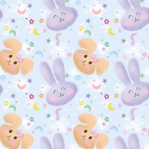 Pink Rabbit Cotton Fabric-100% Cotton Fabric-Cotton Fabric-Suitable for Sewing-Quilt Fabric-Sold by Half Yard