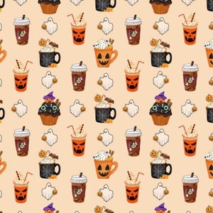 Halloween fabric, pink Halloween pattern, cute Halloween, Cotton fabric, Sold by the Yard