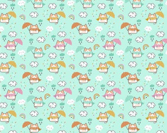 Cute Cat Cotton Fabric By The Half Yard