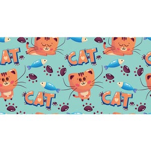 Kawaii Cute Cat Pattern Cotton fabric, Sold by the Yard