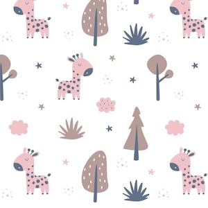 Cute Animal Giraffe Fabric Pink Fabric Pattern Cotton Fabric Quilting Fabric By The Half Yard