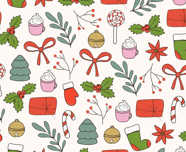 Retro Christmas Seamless Pattern Cotton Fabric, Sold by the Yard - Etsy