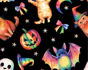 Regenbogen-Halloween-Muster Baumwollstoff, wird als lose Ware verkauft