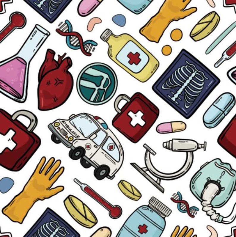 Medical Patterns Cotton Fabric, Sold by the Yard - Etsy