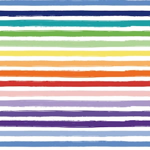Horizontal Rainbow Pattern  Cotton Fabric, Sold By The Half  Yard