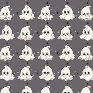 Cotton Halloween Ghost Print Fabric , Cute Ghost Pattern Fabric Halloween Decorative Fabric Sold By Half Yard