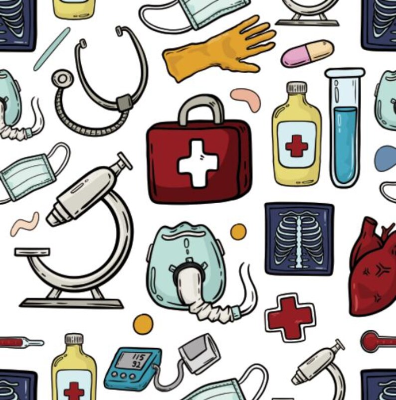 Medical Patterns Cotton Fabric, Sold by the Yard - Etsy