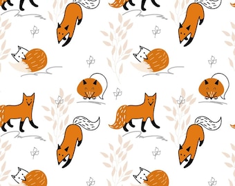 Cute fox pattern pure cotton fabric Cotton Fabric, Sold By Half Yard