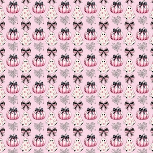 Halloween fabric, pink Halloween pattern, cute Halloween, Cotton fabric, Sold by the Yard