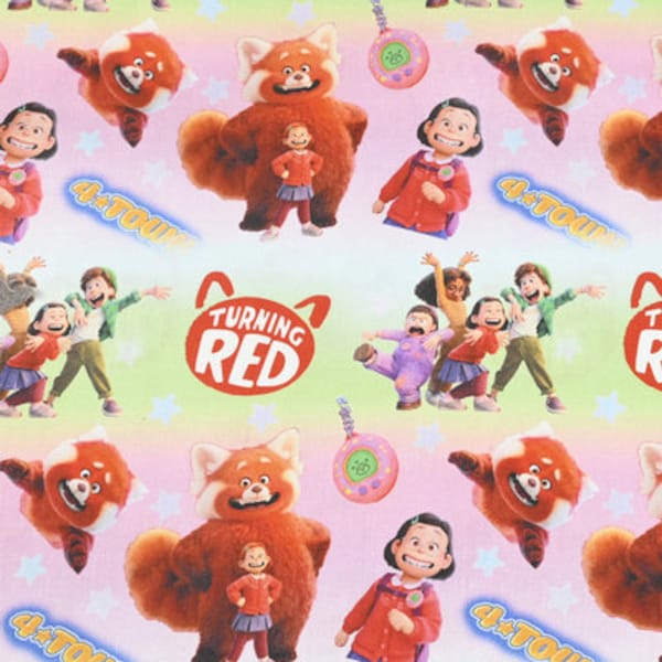 Red Panda Fabric Disney's Turning Red Print Fabric Anime Cotton Fabric By The Half Yard