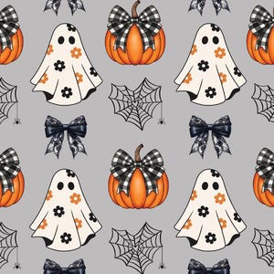 Coquette Halloween Seamless Pattern Fall Cotton fabric, Sold by the Yard